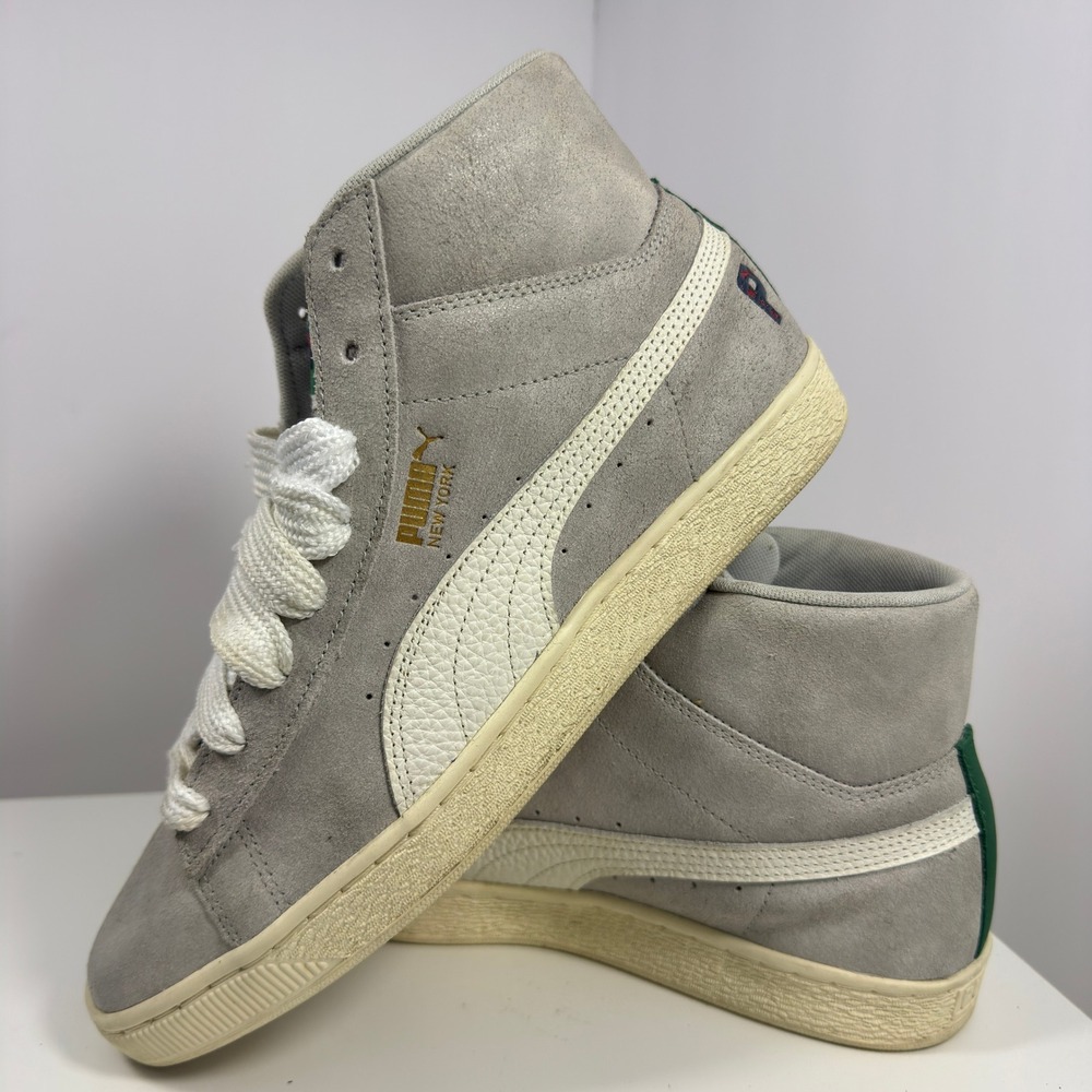 PUMA Suede Mid NYC Flagship Park Mens 9.5 Grey Green Casual Sneakers‎ 393390